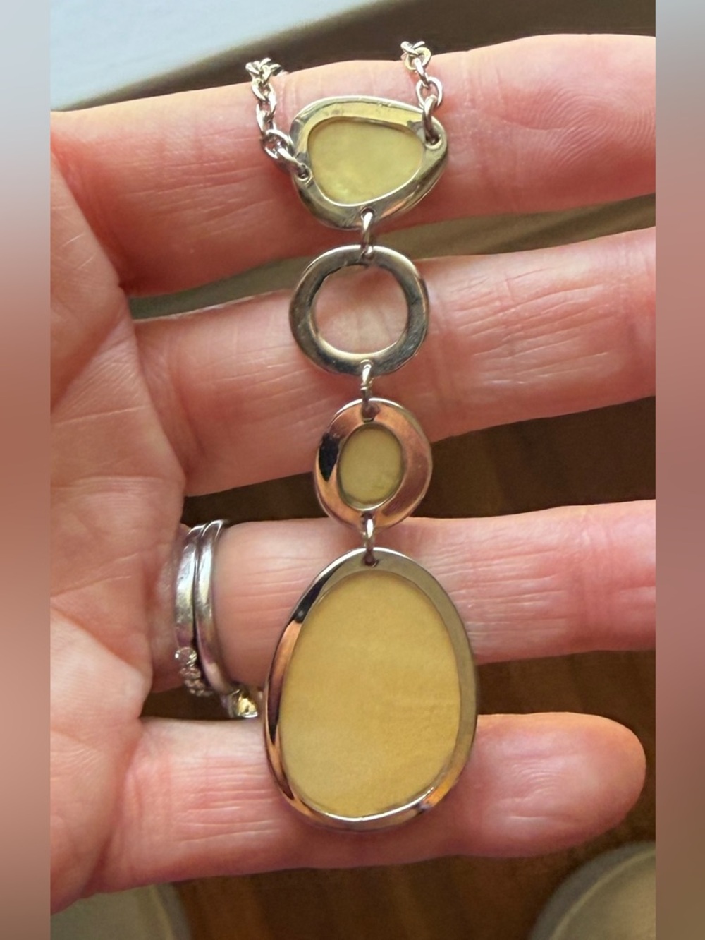 Lia Sophia Silver Pendant Necklace with Yellow Inlay🌹